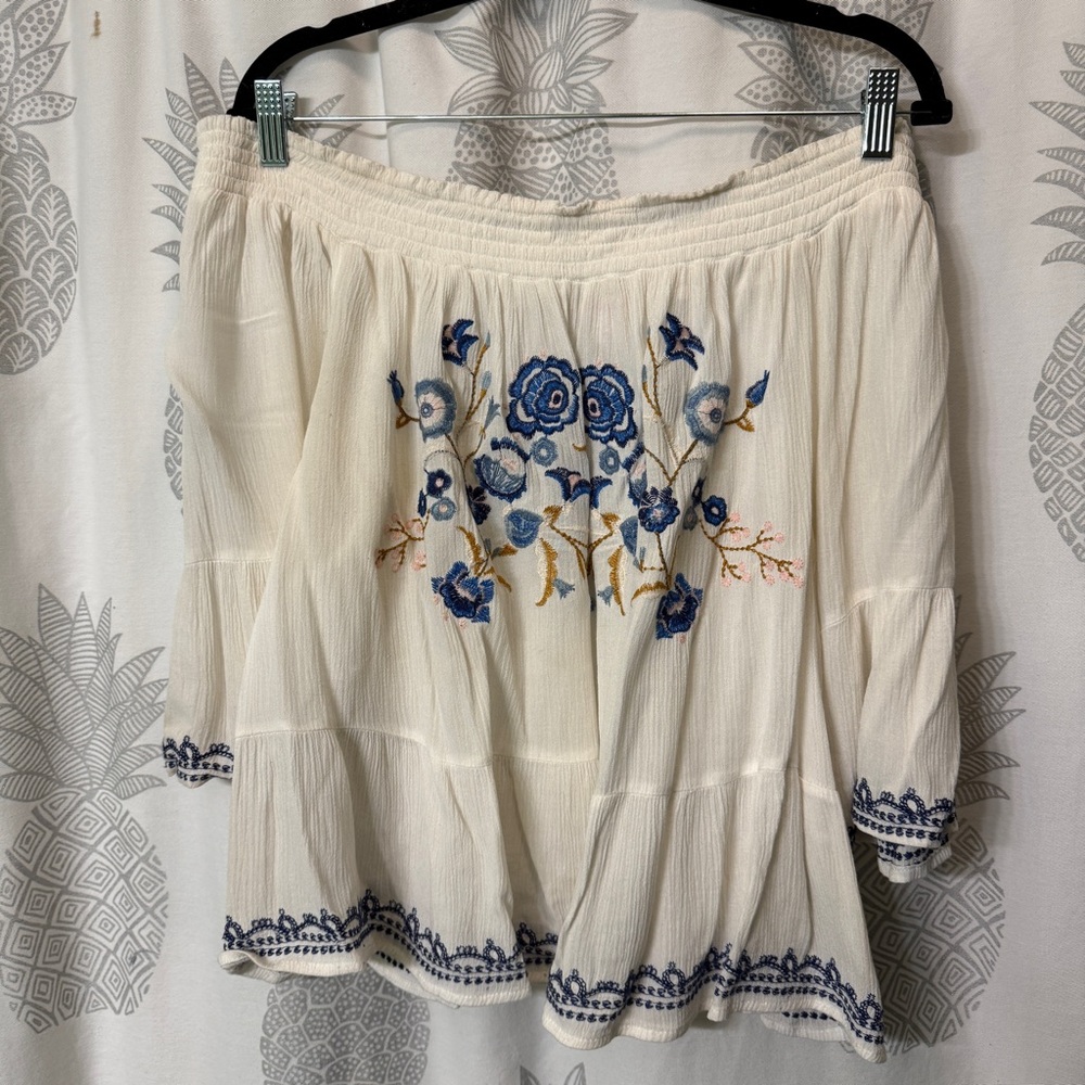 Xhilaration Embroidered Off The Shoulder Boho Top